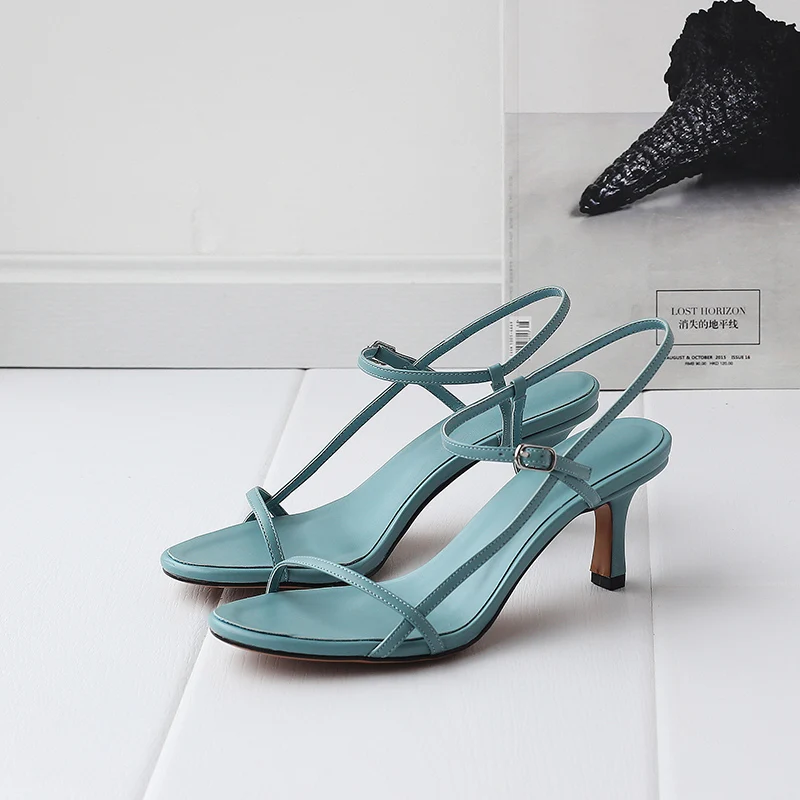

XIUNINGYAN 2019 Summer New Genuine Leather Gladiator Sandals Women Narrow Band Buckle Strap Open Toe Fashion Classics Sandals