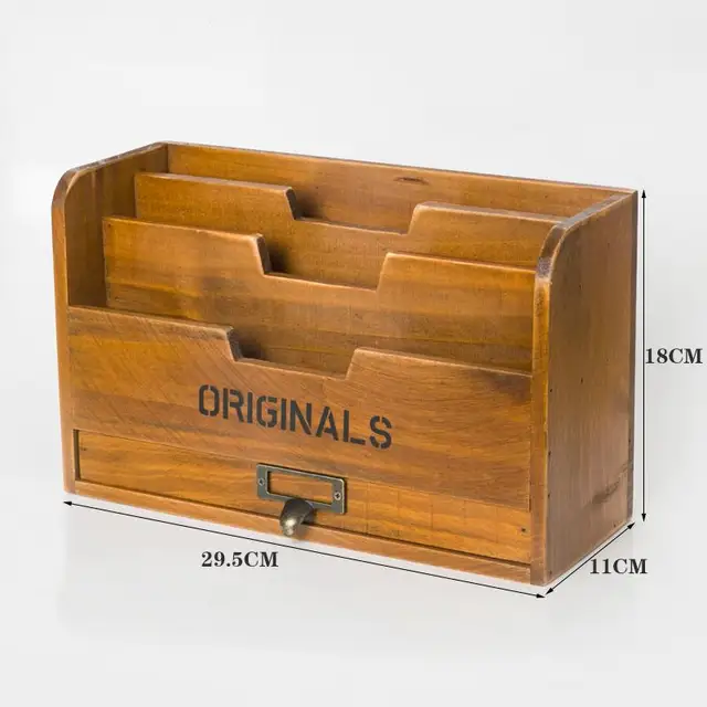 Solid Wood Retro Storage Cabinet Newspaper Books Magazine Box