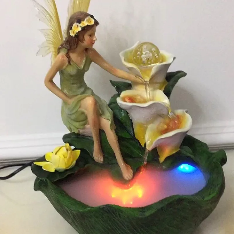 

Rotating Crystal Ball Beauty Angel Water Fountain Resin Crafts Artificial Landscape Living Room Decor Gifts L3168