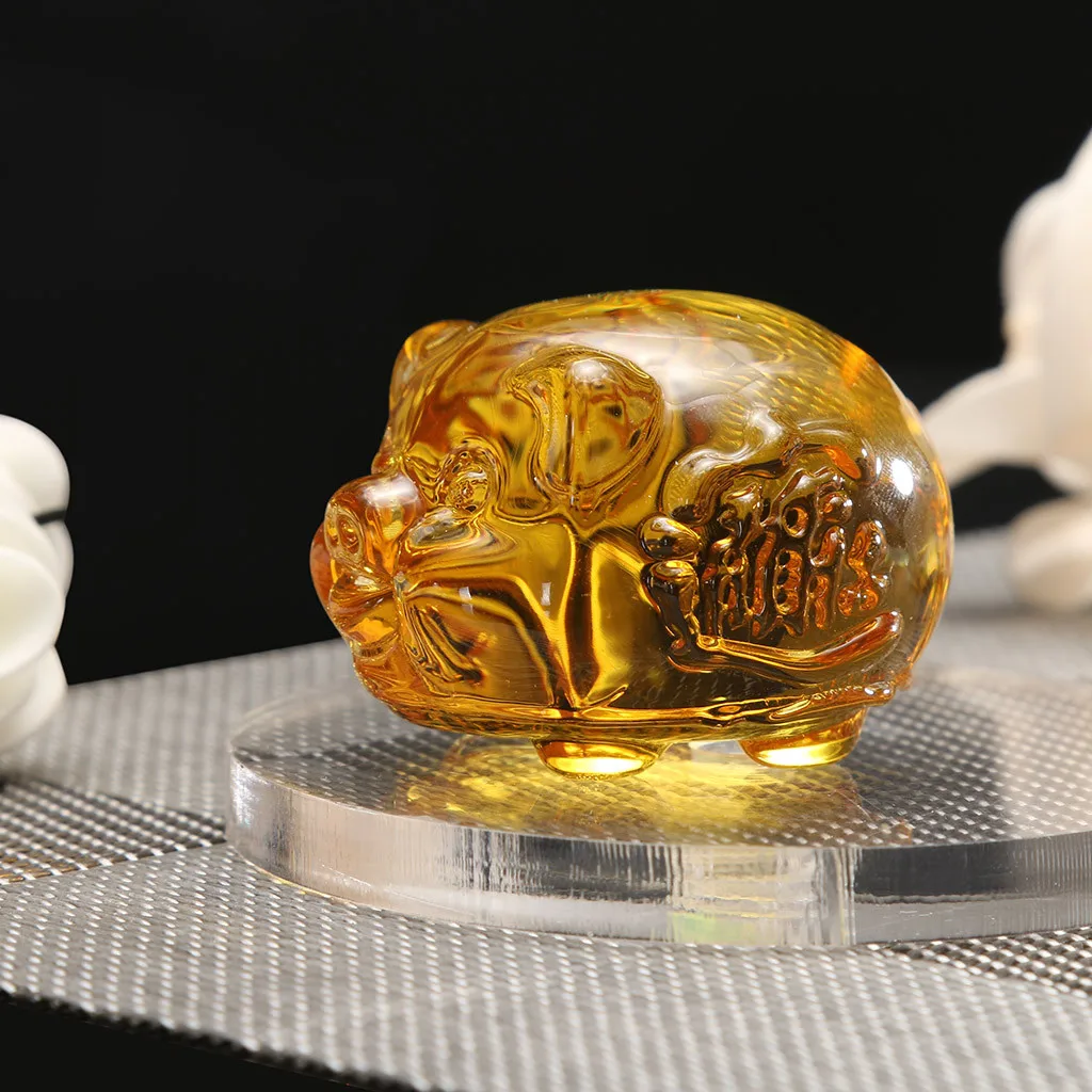 

2019 New Crystal Gold Pig Figurine Mini Animal Collectible Statue Family Decoration #NN626