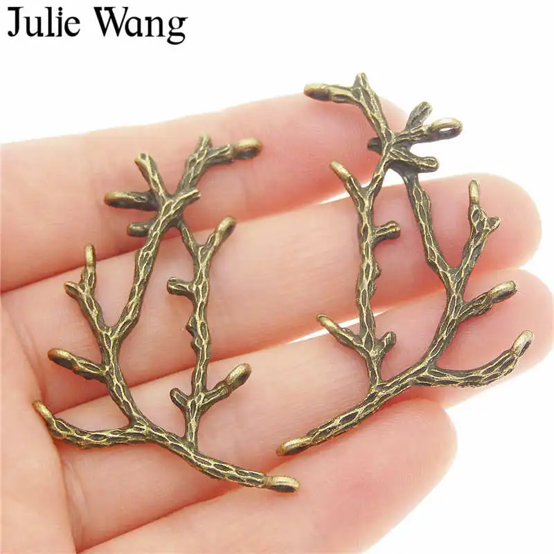 Julie Wang, 10 шт., 5 цветов на выбор, сплав, дерево, подвески в виде ветки для ожерелья, подвеска, фурнитура для изготовления ювелирных изделий, сделай сам, металлический аксессуар