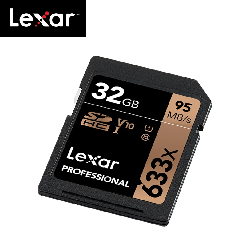 100% оригинальная SD карта Lexar 633x 16 ГБ 32 64 Гб класс 10 SDHC SDXC памяти 128 256 512 для цифровой