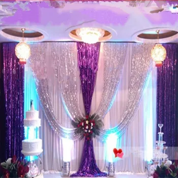 

Upscale Sequins Fabric Wedding Backdrop Decoration Gauze Curtain Fashion Table Cloth For Wedding Site Layout Supplies 9 Colors