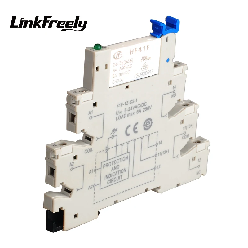 HF41F 24 ZS 1 шт. тонкое реле Din Rail мощности PCB держатель катушки В постоянного тока