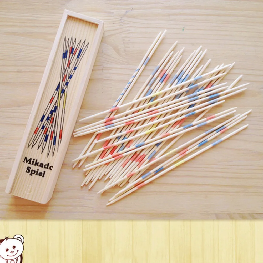 

Hot! Baby Educational Wooden Traditional Mikado Spiel Pick Up Sticks With Box Game New Sale