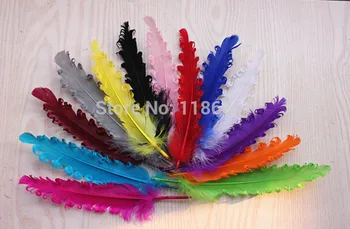 

Free shipping!500pcs/lot 15-20cm Curly Nagorie Goose Feather for Feather headband 14Colours Available roll goose feather DF03