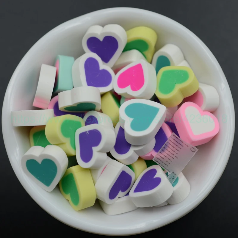 

65PCS about 14mm heart shape Clay polymers, Colorful Clay Sprinkle for Phone Decoration,Scrapbook DIY,Crystal Mud Filling