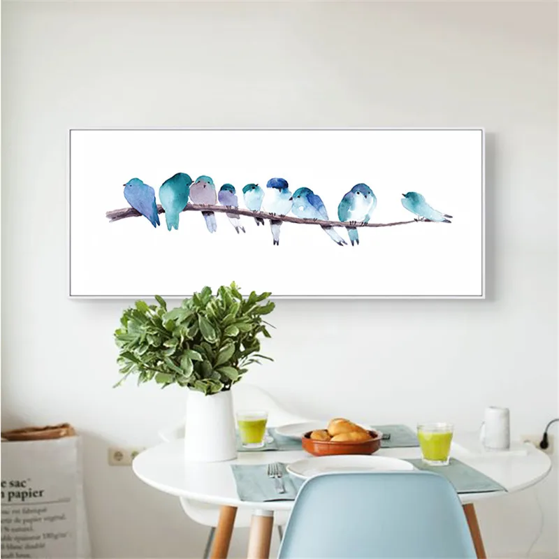 Unframed Canvas Print A4 SIZE High Quality Watercolor Birds Love Home Decor 