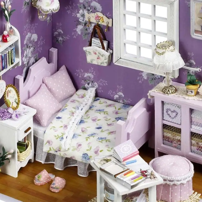 Мини DIY кукольные игрушечные домики, детские деревянные сборные креативные модели, наборы мебели, светодиодный светильник, миниатюрные строительные игрушки для детей, подарок