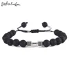 Peu Minglittle remise en Forme D'haltère Haltère charme gym hommes d'énergie bracelet lava pierre perles braid Bracelets & Bangles pour les femmes ► Photo 2/6