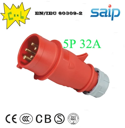 

Hot Sales IP44 5 Pin 32A Red Waterproof Male and Female Industrial Electrical Plug and Socket SP-4