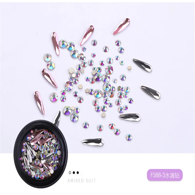 NEW 3D Nail Art Diamond Rhinestones Square Drop Heart Decals Wheel For Nail Tips Decorations DIY Nail Accessories - Цвет: 7