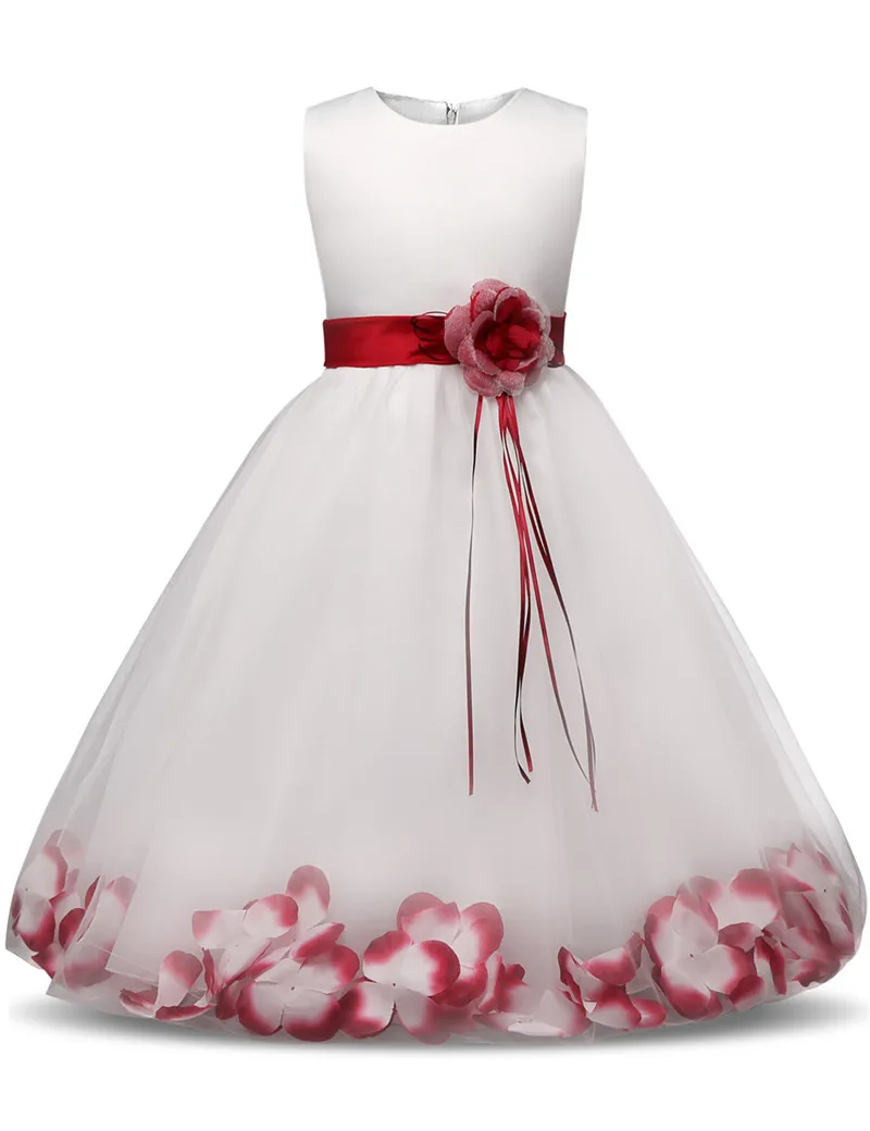 Платье с цветочным узором для девочек детское свадебное платье нарядное кружевное платье принцессы без рукавов для причастия, элегантное праздничное платье для выпускного вечера для девочек от 1 до 10 лет - Цвет: H