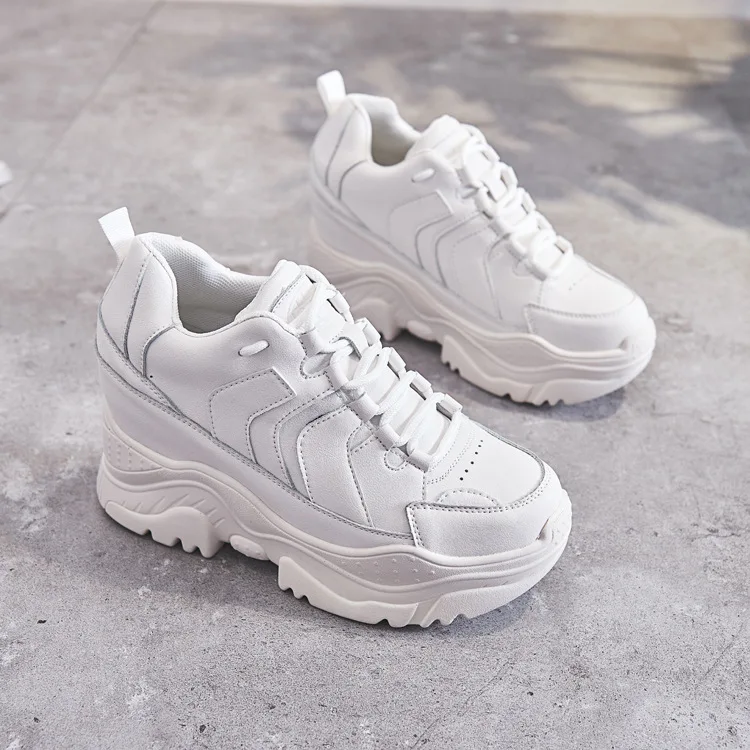 

Jookrrix Casual White Shoes Women Fashion Brand Platform Sneakers Lady chaussure Lace Up Autumn Female footware Increased Shoes