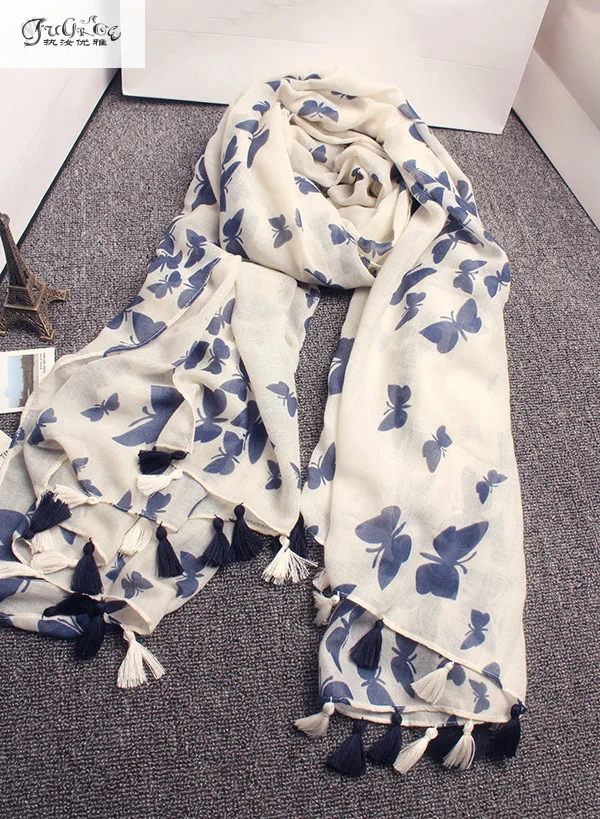 Butterfly Fei Fei scarf, a small fresh cotton yarn scarf Paris, the new towel scarf shawls mantillas