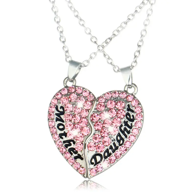 2PC Heart Necklace Fashion Jewelry Mother and Daughter ...