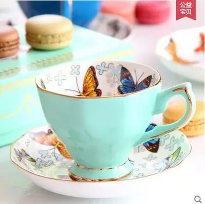 Британский Королевский Костяной фарфор 170 мл модная керамическая кофейная чашка набор Бабочка Дизайн aftern для подарка - Цвет: B style