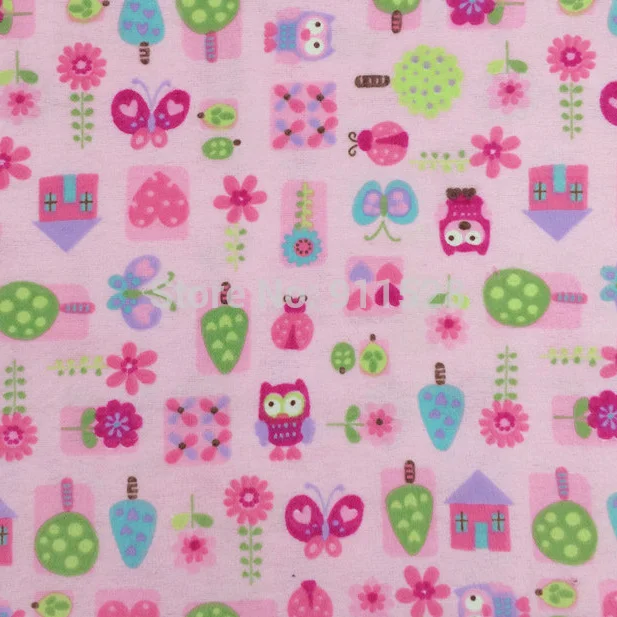 Owl Butterfly Printed 100 Cotton Flannel Fabric For Children Sleepwear