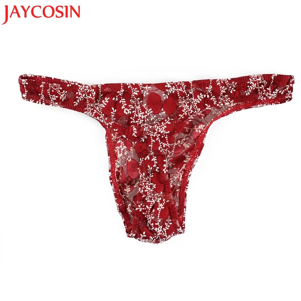 

SIF Hot!Men Underwear New Briefs Sexy Mens G-String Fashion Bulge Pouch Thongs Underpants Lace Print low-Rise Drop Shipping 727