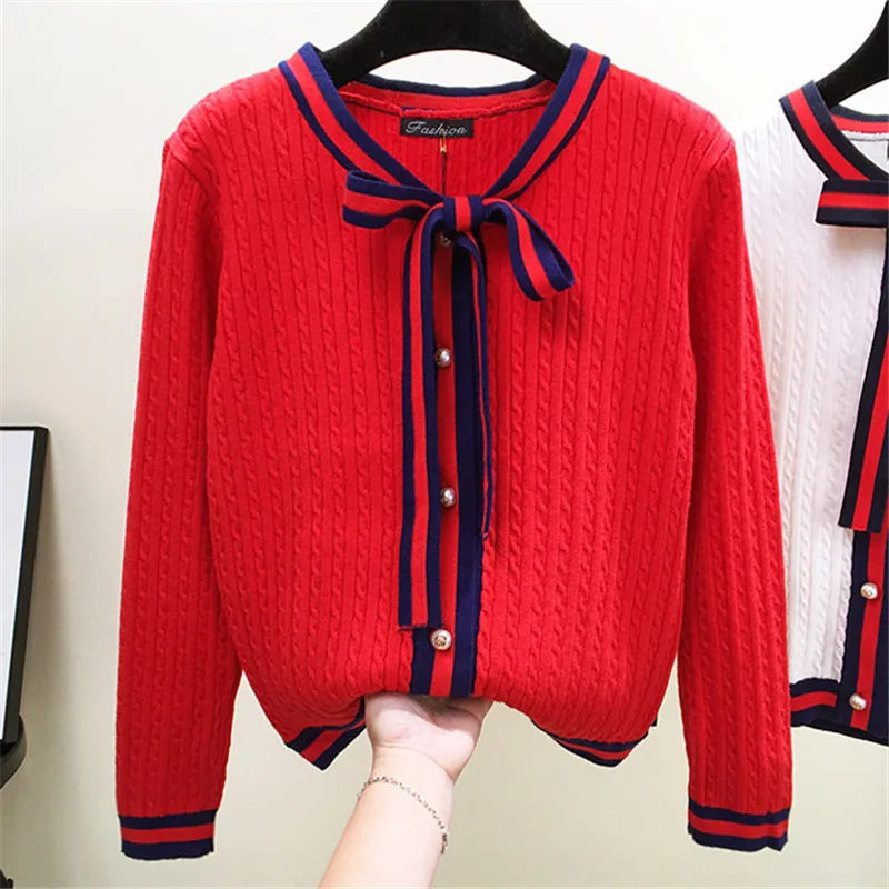 2019 Autumn New Women Knit Cardigan Fashion Bow Tie Long Sleeve Female Knitwear Pearl Single-Breasted Slim Knitted Sweater Lj340 2019 Autumn New Women Knit Cardigan Fashion Bow Tie Long Sleeve Female Knitwear Pearl Single-Breasted Slim Knitted Sweater Lj340