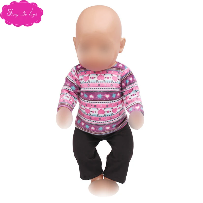 43 см Детские куклы Одежда для новорожденных белая спортивная одежда Повседневная Домашняя одежда свитера Детские игрушки подходят американским 18 дюймовым девочкам кукла f53 - Цвет: Purple