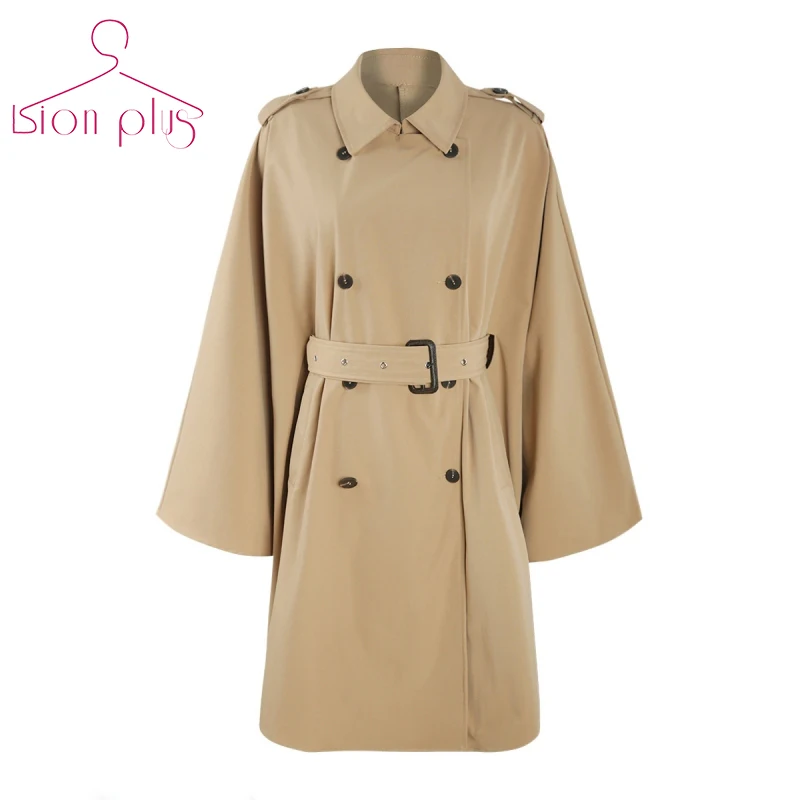 

7XL 6XL 5XL Trench Coat 2019 Spring Office Lady Khaki Long Coat Women Double Breasted Overcoat Plus Size New Manteau Long Femme