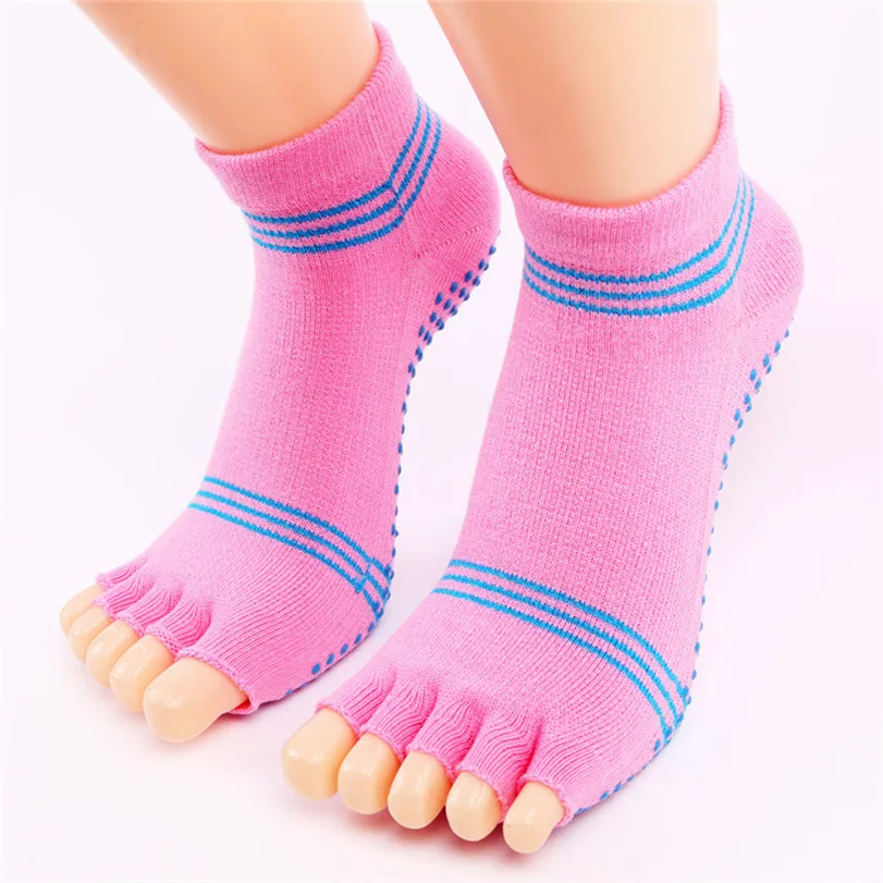 1Pair Half Toe Yoga Socks Non Slip Peep Toe Anti Slip Pilates Ankle