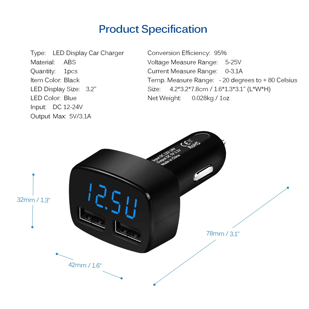 Powstro двойной зарядное устройство USB 5 В 3.1A светодиодный дисплей с быстрой зарядкой прикуриватель адаптер для телефона автомобильный Диагностика напряжения для мобильного телефона