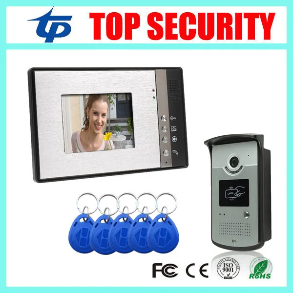 Wired 125KHZ RFID card smart card access control reader door control system 7 inch video door phone villa vide intercom bell