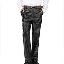 Мужские прямые облегающие мотоциклетные байкерские черные брюки из искусственной кожи с молниями уличная хип-хоп повседневные брюки