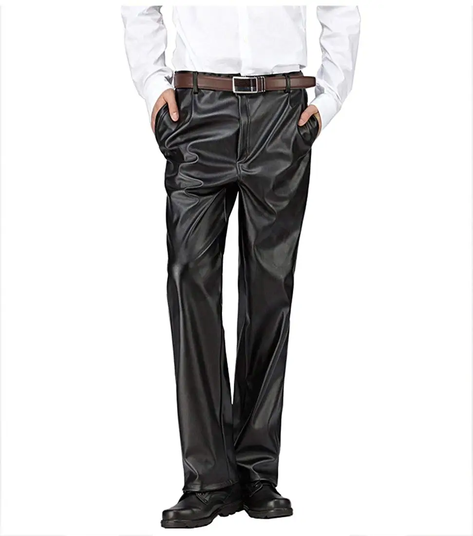 Мужские прямые байкерские черные брюки из искусственной кожи с молниями уличная хип-хоп повседневные брюки