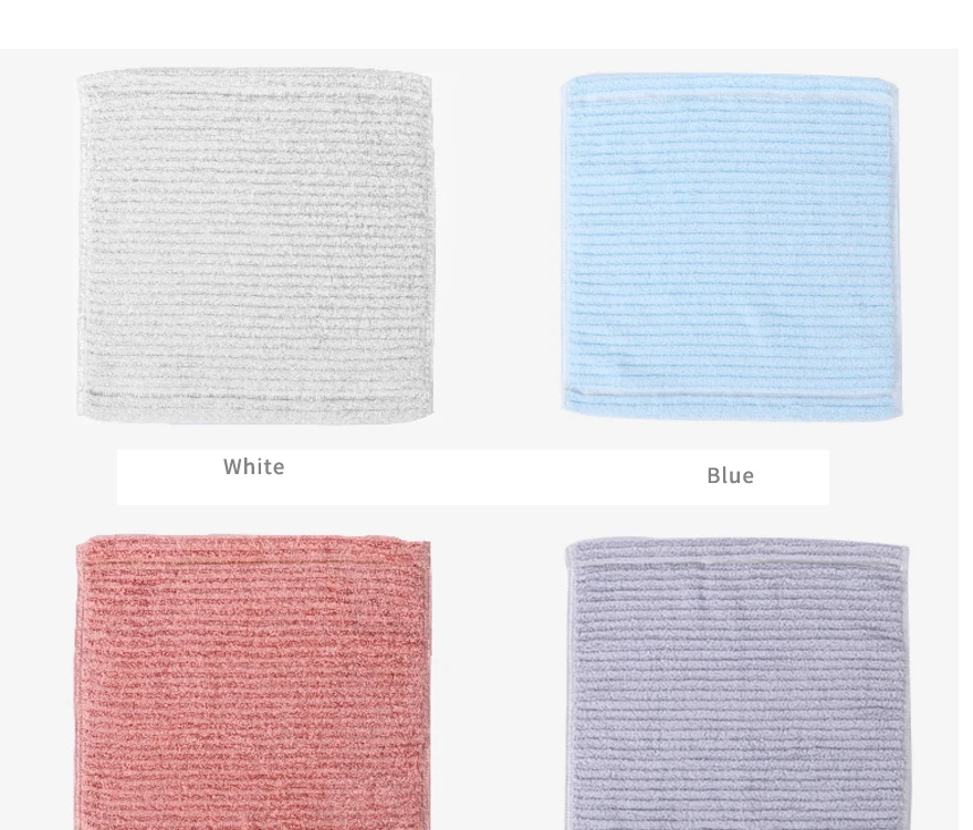 QCZX 4pcs Cotton Stripe Square Towel 34*34 Combed Cotton Small Towel Water Absorption And Quick Drying Solid Color Towel D40