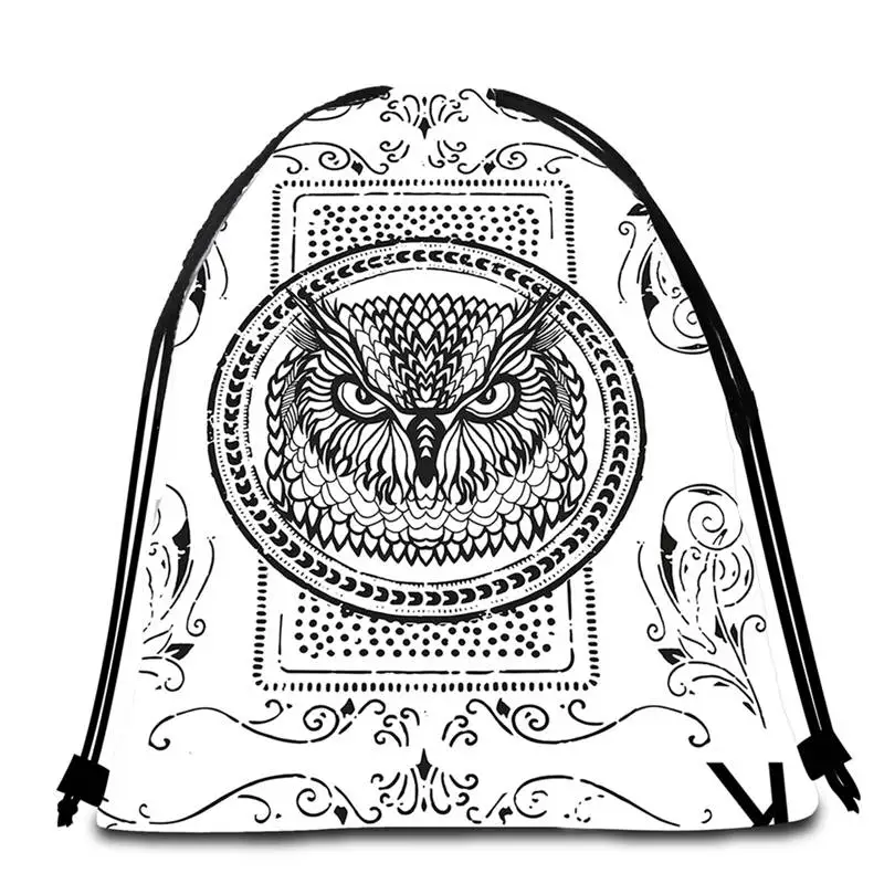 001 DoubleSide Bag Постельные принадлежности Outlet мультфильм сова большое круглое пляжное полотенце цветы гобелен с изображением бабочек желтая микрофибра Toalla геометрический банное полотенце 150 см - Цвет: 001 DoubleSide Bag