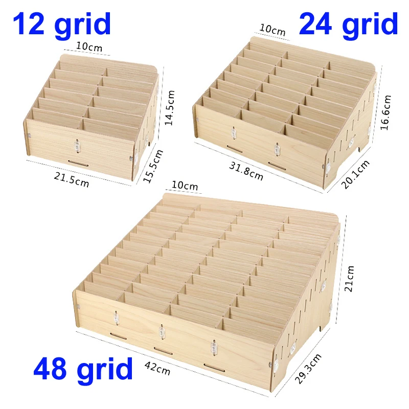 BENECREAT 24-Grid Wooden Phone Storage Box - Black Desktop Organizer For Office & School Supplies