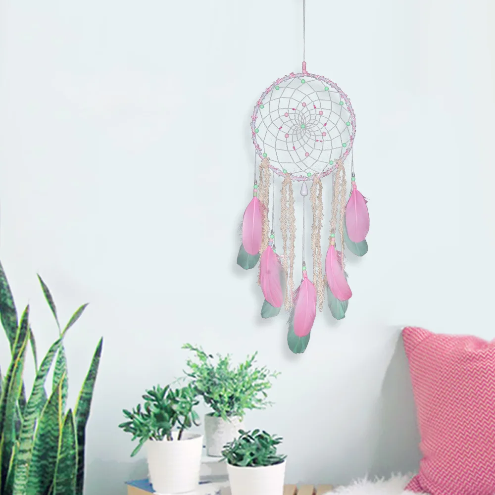 

New MS0023 Pink Lace Dreamnet Indian Dreamnet Dream Wall Accessories Purely Handcrafted