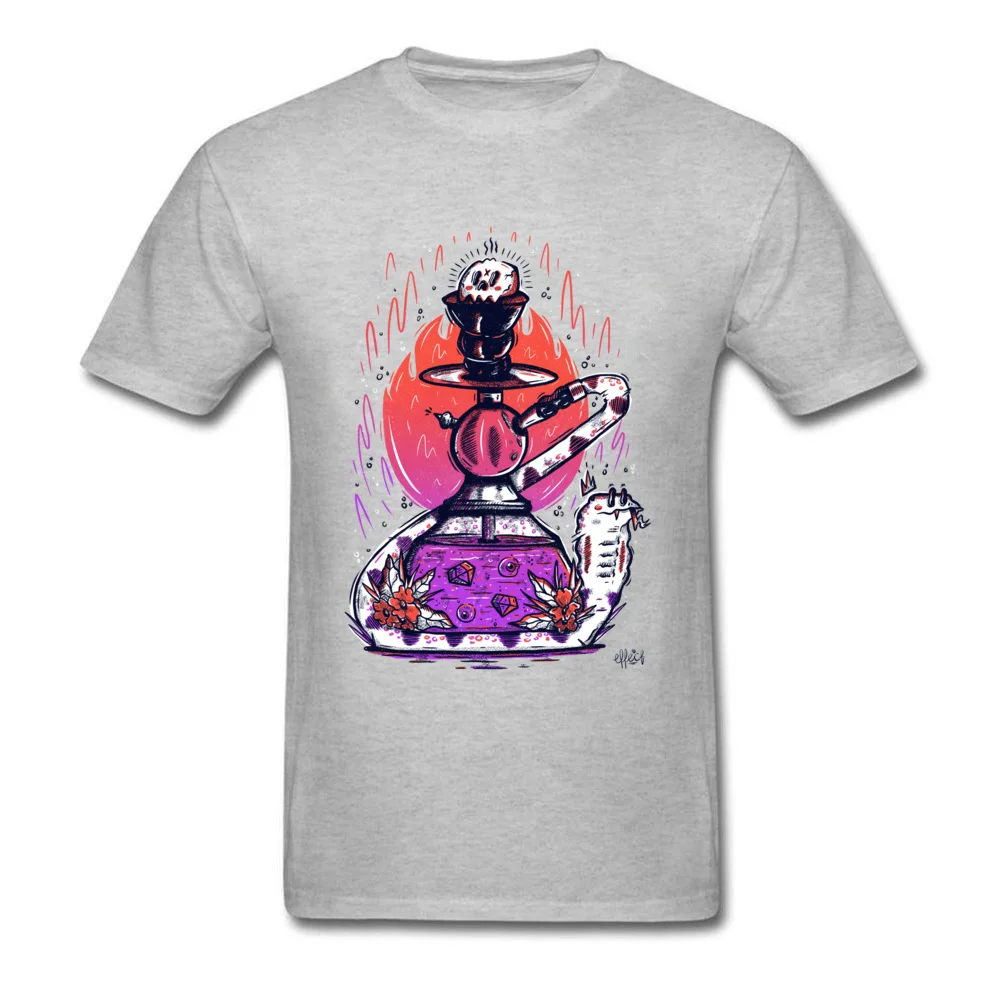 Graphic Mens T Shirts Shisha In The Grass Custom Tops T Shirt 100% Cotton Fabric Short Sleeve Leisure T Shirts O-Neck Shisha In The Grass grey