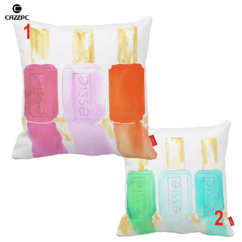 

Watercolor Pop Art Cosmetic Nail Polish Pattern Print Car Sofa Decorative Pillowcase Cushion Cover Home Decor