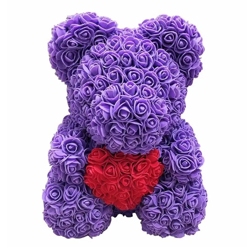 Lovely Big Red Rose Flower Bear Toys Ornaments Gifts for Valentines's Day 25cm Store Gift on march 8