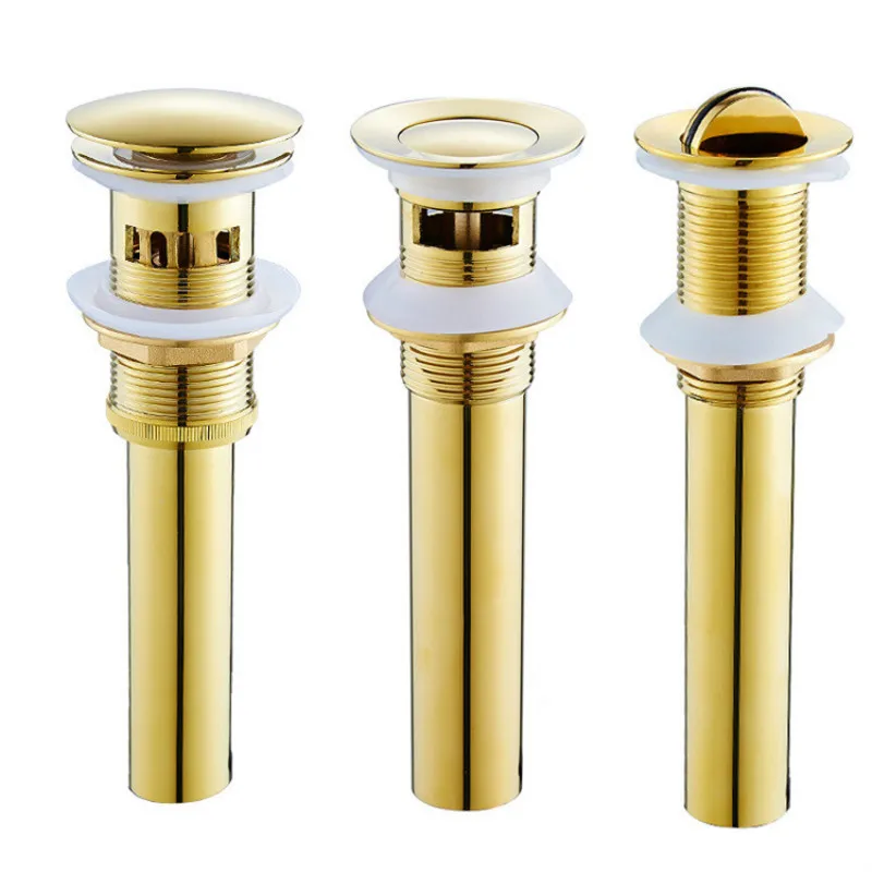 

European copper-titanium gold flaps pop-up basin bouncing pop-up basin gold-plated water dispenser with basket