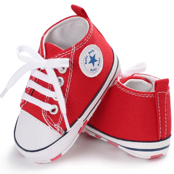 Классические спортивные кроссовки для новорожденных мальчиков и девочек, обувь для малышей Мягкая Детская подошва, противоскользящая детская обувь - Цвет: Red