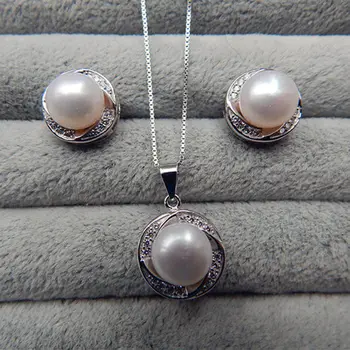 

Genuine Cultured 8-10mm Freshwater Pearl Necklace and Earring set S925 Silver
