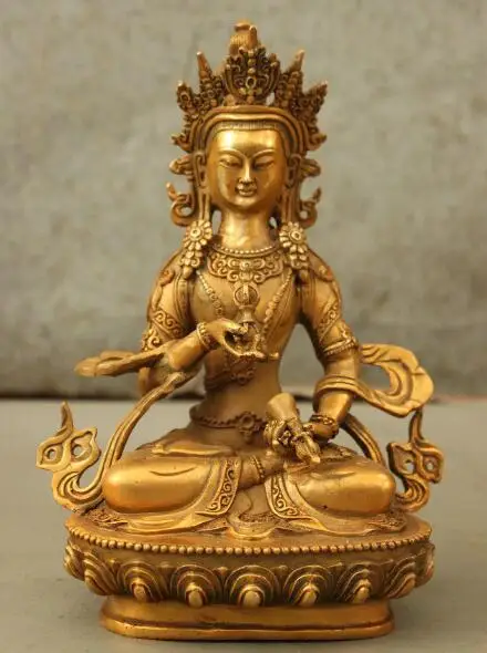 

S01734 8 Tibet Mahayana Bronze Gilt Vajrasattva Bodhisattva God Buddha Statue Sculpture (B0328)