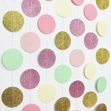 

Glitter Gold Pink Circle Garland Wedding Birthday Party Decoration Backdrop Baby Shower Festival Banner Home Garden Decorations