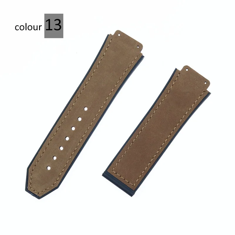 26mmx19mm leather and silicone matte straps fit the Hublot classic fusion series CHRONOGRAPH 45mm42mm watch band bracelet - Цвет ремешка: Розовый