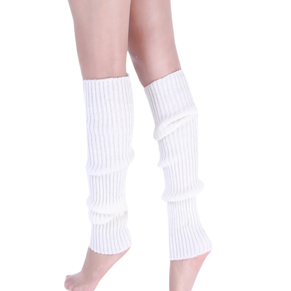 Высокие Носки Женские однотонные сапоги теплая шерсть с манжетами вязаные гетры зимние длинные хлопковые носки выше колена для девочек# P - Цвет: White