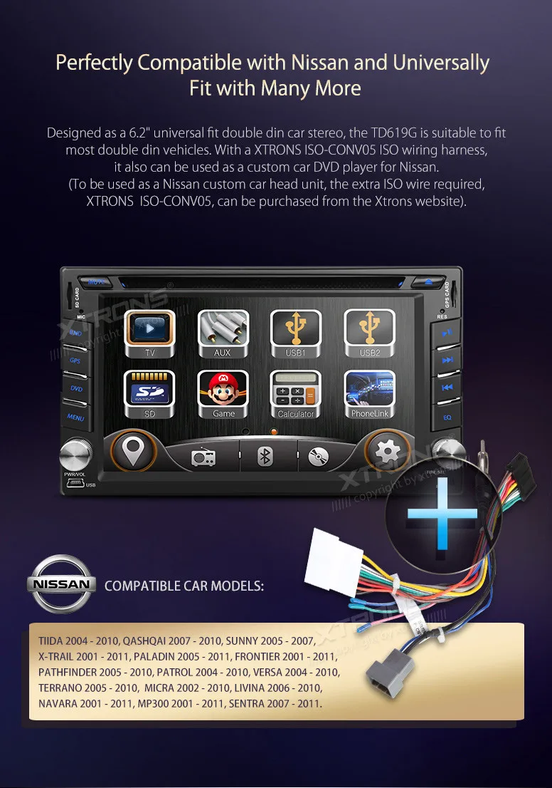 Cheap XTRONS 6.2 inch HD Touch Screen 2 din Car DVD Player GPS Navigation Steering Wheel for Nissan TIIDA QASHQAI SUNNY X-TRAIL MICRA 2