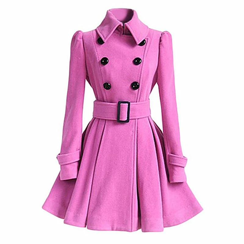 Женское пальто средней длины, модное классическое двубортное пальто с поясом, утолщенное пальто высокого качества, повседневная верхняя одежда