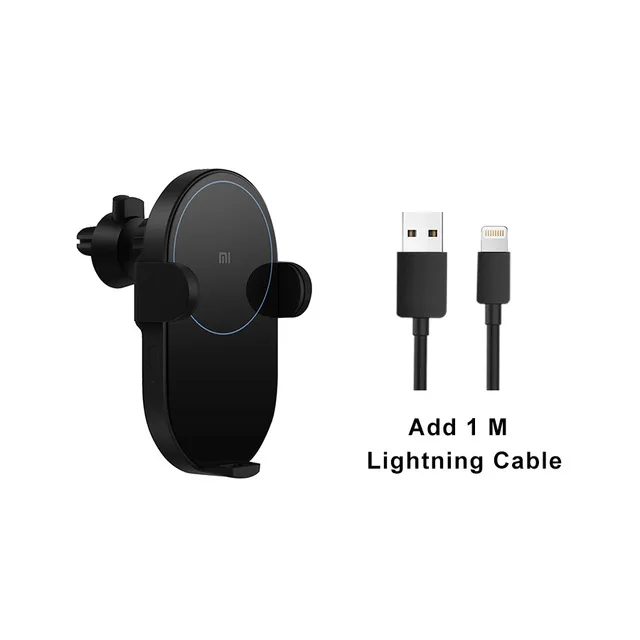 Xiao mi беспроводное автомобильное зарядное устройство 20 Вт Max Электрический авто Щепка 2.5D стекло кольцо Горит Зарядка для Смартфон Xiaomi mi - Цвет: add Lightning Cable
