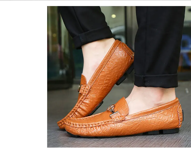 (38-50) большой размер мужской Горох обувь натуральная кожа Повседневная Мужская Лодка обувь позолоченный металл расписные мокасины для