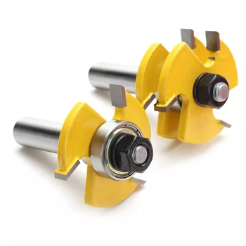 

2pcs Lock Miter Router Bit 1/2 Inch Shank Tongue and Groove Glue Joint Set